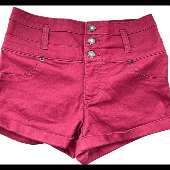 Mossimo Supply Co. high rise 3 button waist burgundy shorts, size 4/27. - Picture 1 of 4